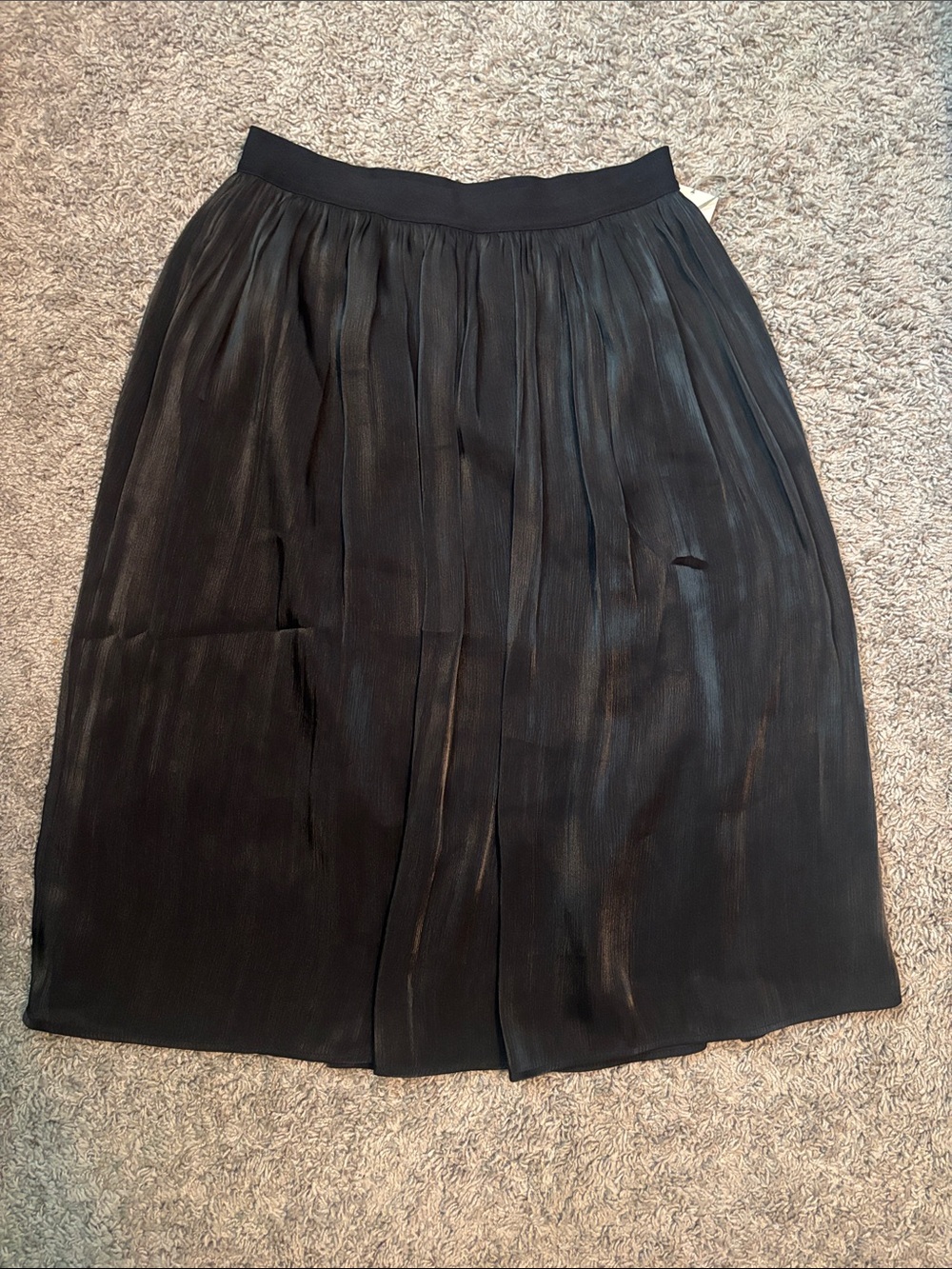 a new day Black Pleated Midi Skirt with Elastic Waist